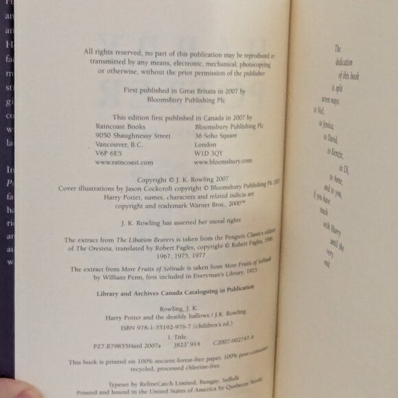 Harry Potter and the Deathly Hallows Hardcover Book - Picture 12 of 13